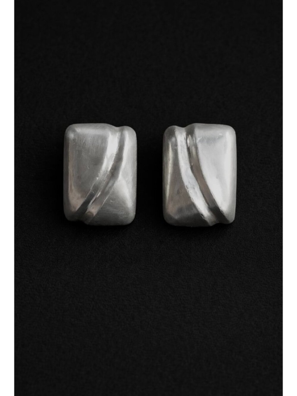 Vintage 1980s Modernist Chunky Geometric 925 Sterling Silver Sculptural Earrings